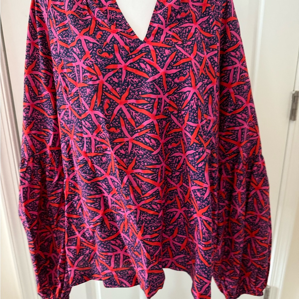 Lilly Pulitzer Red and Blue Starfish Blouse